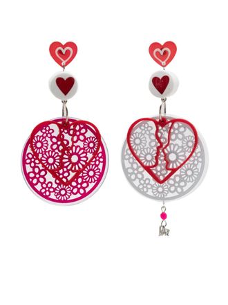 Amir Slama heart-motif drop earrings - Red