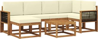 vidaXL Conjunto De Sof&aacute;s De Exterior 7 Uds. Natural Y Crema Vidaxl