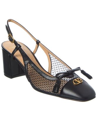 Valentino Valet Du Roi 60 Mesh & Leather Slingback Pump