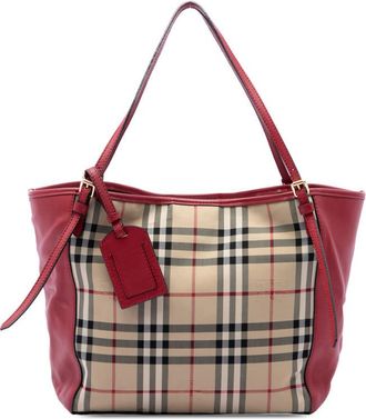 Burberry Pre-owned Burberry Small Haymarket Check Nylon and Calfskin Canterbury Tote Ladies 9LCBVIDGNM2AXU5A