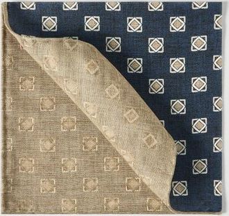 Brunello Cucinelli Silk geometric pattern pocket square in Navy Blue at Nordstrom