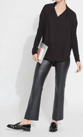 Lyss&eacute; Naomi Folded Neck Mix Media Top In Black