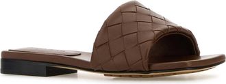 Bottega Veneta Womens Brown Leather Parco Slippers Darkleather Flat Shoes