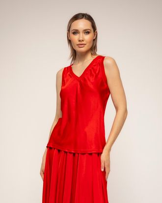 Tantra T-shirt met korte mouwen, V-hals, zijde aan de voorkant en tricot aan de achterkant
