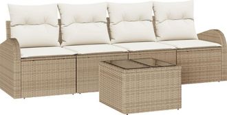vidaXL Vidaxl - Garden Sofa Set 5 pcs Beige 55 x 55 x 37 cm Poly rattan