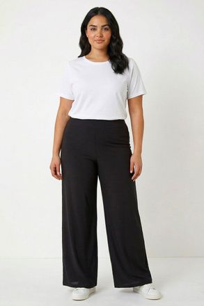 Roman Elastic Waist Wide Leg Trousers