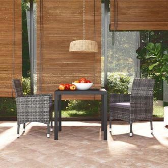 vidaXL Vidaxl - Juego Muebles Jard&iacute;n 3 Pzas Con Cojines Rat&aacute;n Sint&eacute;tico Gris