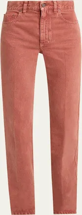 Chlo&eacute; Mid-Rise Straight-Leg Denim Trousers