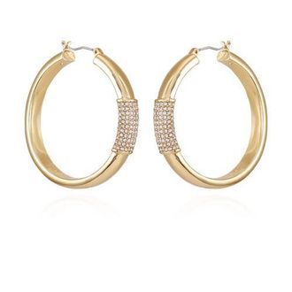 Vince Camuto Pave Centered Hoop Earrings in 14K Gold Plated at Nordstrom