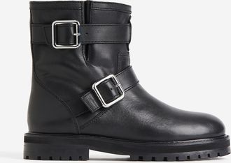 H&M Bikerboots aus Leder - Schwarz