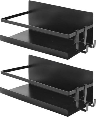 OEM Juego De 2 Estantes Magn&eacute;ticos Para Refrigerador Con 4 Ganchos, Autoadhesivos, No Requieren Perforaci&oacute;n, Especiero De Pared, Sin Tornillos, Almacenami