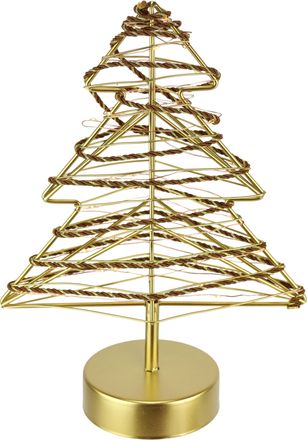 I.GE.A. LED-Dekofigur »LED-Dekoobjekt Baum« Tannenbaum Metall Gold warmweiss Timer Batteriebetrieb Weihnachtsdeko