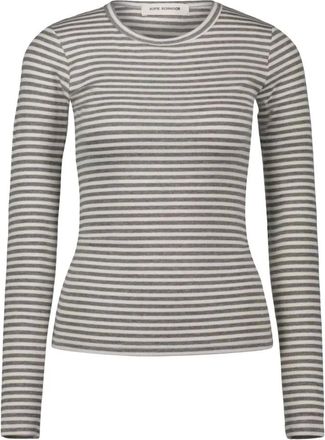 Sofie Schnoor Tops, Dames, Grijs, XS, Spandex, Lange Mouw Grijze Gestreepte Blouse