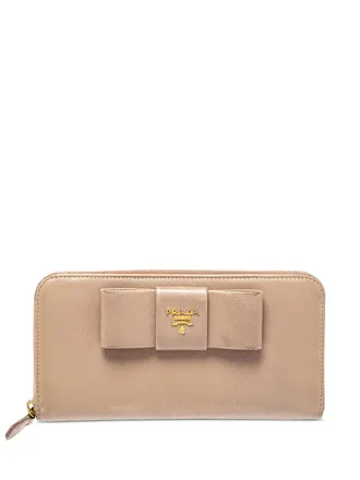 Prada 2024 Bow Leather Wallet - women - Leather - One Size - Neutrals