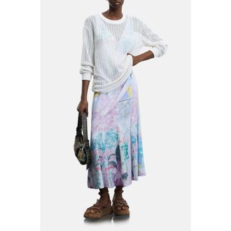 Desigual Floral Dress & Pointelle Sweater Set in Purple Multi at Nordstrom, Size X-Large