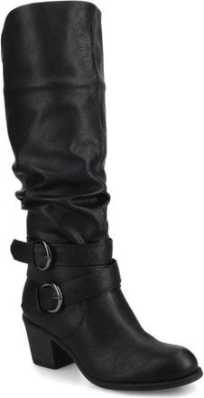 Journee Collection Womens Journee Collection Late Boots Black Leather Western Boost LION1015