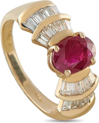 Luxury Bazaar 14K Yellow Gold 1.0ct Diamond and Ruby Cocktail Ring MF10-070826