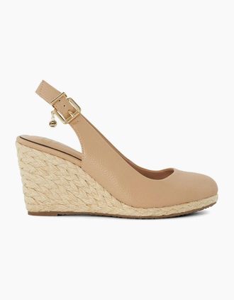 Dune London Womens Lo Cadies Textured High Heel Wedge Slingbacks - Cream - Size: 3
