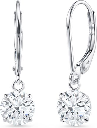 MAX + STONE 10k Yellow or White Gold Leverback Cubic Zirconia Dangle Earrings 5mm to 10mm