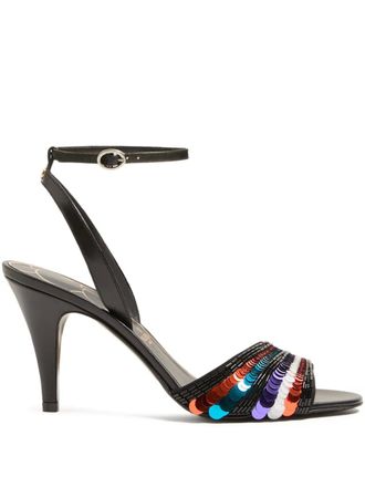 Valentino Garavani Ladycrush sequin-embroidered sandals - women - Calf Leather/Calf Leather/Calf Leather/Sequin - 39.5 - Black