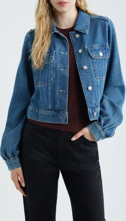 Paige Pacey Crop Denim Jacket in Navili at Nordstrom, Size Xx-Small