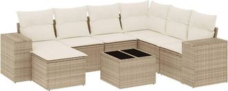 vidaXL Juego De Sof&aacute;s De Jard&iacute;n Con Cojines Beige 8 Pzas Rat&aacute;n Pe Vidaxl
