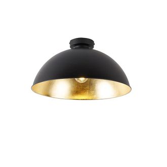 QAZQA Qazqa - Industrial Plaf&oacute;n Negro Con Dorado 42 Cm Regulable - Magnax Acero Redonda Adecuado Para Led Max. 1 X 60 Watt