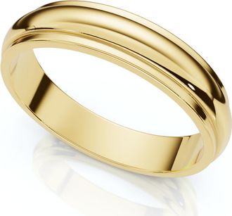 Pompeii3 4mm Step Cut Polished Wedding Band 14K Yellow Gold Size Selectable