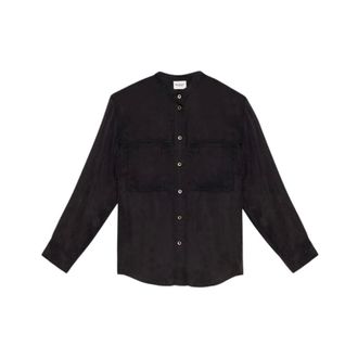 Isabel Marant Shirts, female, Black, Size: M Satin Shirt with Round Collar