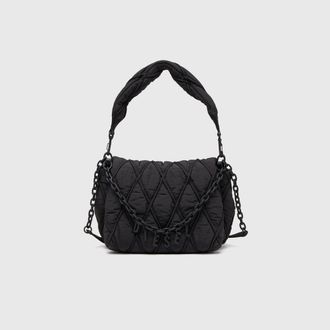 Diesel Charm-D-Shoulder bag in quilted nylon - Shoulder Bags - Woman - Black