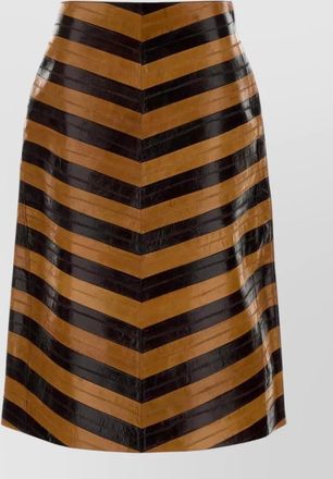 Fendi chevron pattern high waist leather skirt