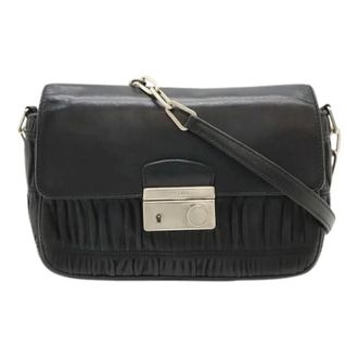Prada Pre-owned Cross Body Bags, female, Black, Size: ONE SIZE Pre-owned Leather Gathered Chain Shoulder Bag