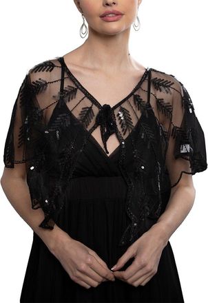 Saachi Saachi Sequin Detail Mesh Cape