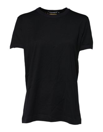 Dolce & Gabbana Womens Round Neck Short Sleeve Tee - Black Cotton - Size EU 36 (Womens)