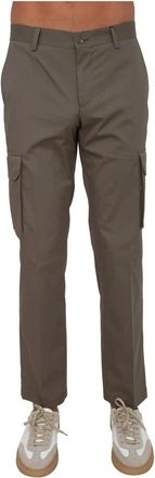 Corneliani Broeken, Heren, Groen, S, Katoen, Slim-fit Broeken