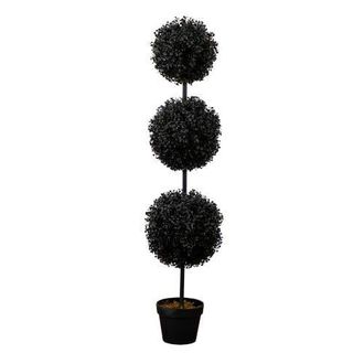 Nearly Natural 4-ft UV Resistant Artificial Halloween Black Triple Ball Boxwood Topiary at Nordstrom