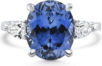 Pompeii3 4 1/3Ct Oval Tanzanite & Diamond Anniversary Engagement Ring 14k Gold Lab Grown