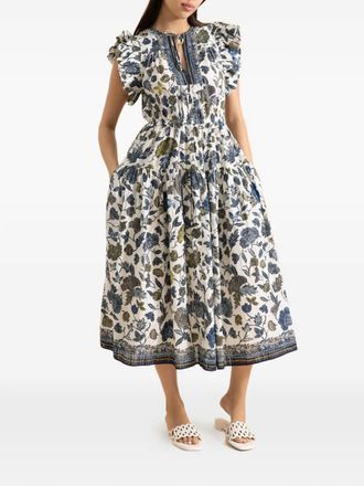 Ulla Johnson Kairi midi-jurk met fladdermouwen - Wit
