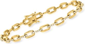 Ross-Simons CZ Paper Clip Link Bracelet in 18kt Gold Over Sterling