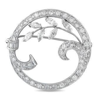 Luxury Bazaar 18K White Gold 2.0ct Diamond Brooch MF20-070126