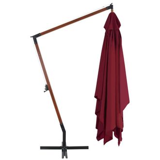 Berkfield Home Elegant Cantilever Umbrella with Wooden Pole 400x300 cm Bordeaux Red
