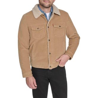 Levi's Corduroy & Faux Shearling Depot Jacket in Tan at Nordstrom, Size Medium