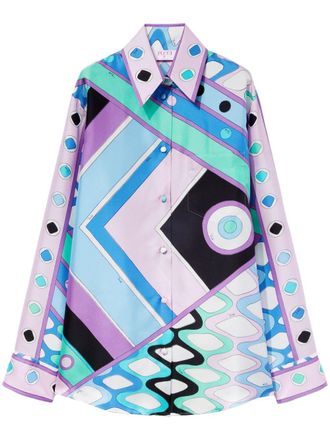 Pucci Vivara-print silk shirt - Blue
