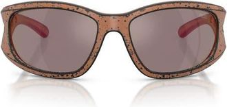 Diesel DL3012U 61mm Mirrored Rectangular Sunglasses in Bronze Splatter Black /Rose at Nordstrom