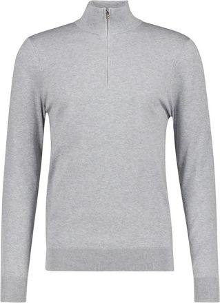 Profuomo Luxe Regular Fit Pullover met Rits - Heren - Coltruien - Grijs - S - Katoen - Truien & Vesten