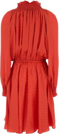 Fendi Womens Chess Dress Red Silk