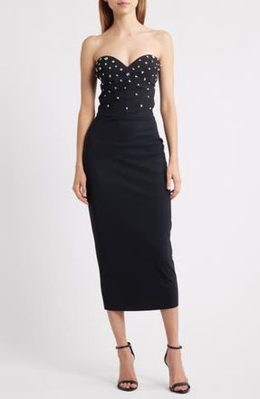 La Petite Robe Di Chiara Boni Mahta Rhinestone Detail Strapless Cocktail Dress in Black at Nordstrom Rack, Size 14 Us / 50 It