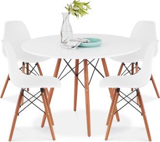 Best Choice Products 5-Piece Compact Mid-Century Modern Dining Set w/ 4 Chairs, Wooden Legs