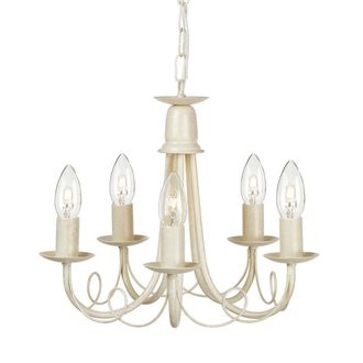 Netlighting Minster 5 Light Chandelier Ivory Gold Finish E14 in White