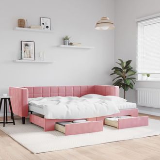 vidaXL Vidaxl - Sof&aacute; Cama Nido Con Cajones Terciopelo Rosa 80x200 Cm